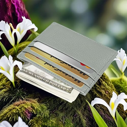 M-Plateau Super Slim Genuine Leather Credit Card Wallet - color: Light Green