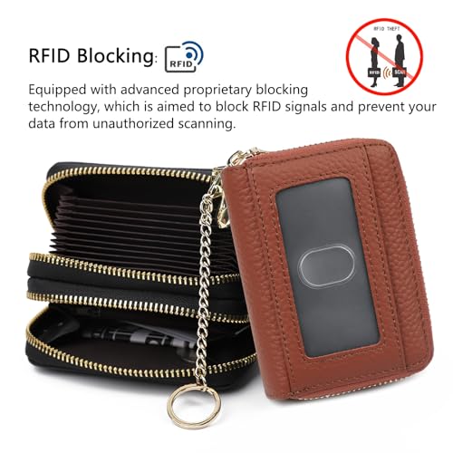 imeetu RFID Credit Card Holder, Small Card Wallet Women, Leather Card Case - color: Max - Brown, size: Max