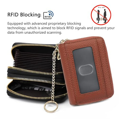 imeetu RFID Credit Card Holder, Small Card Wallet Women, Leather Card Case - color: Max - Brown, size: Max