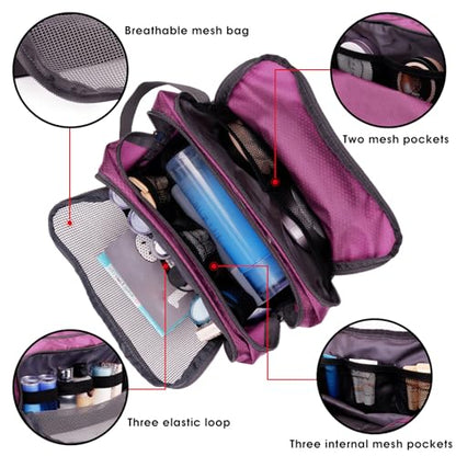 Toiletry Bag for Men Hanging Dopp Kit Water Resistant Shaving Bag Small Toiletry Bag for Traveling (Purple) - color: Purple