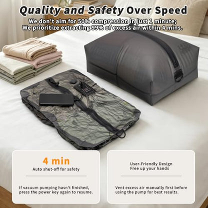 Vacuum Bag for Travel,IPX8 Waterproof Reusable Compression Bags - color: Translucent black, size: 2 PC -With Pump