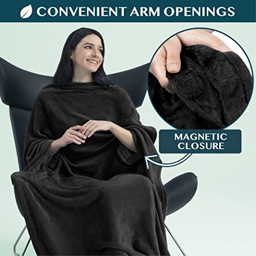 PAVILIA Compact 2-in-1 Travel Blanket Pillow for Airplane Flight, Black - color: Black