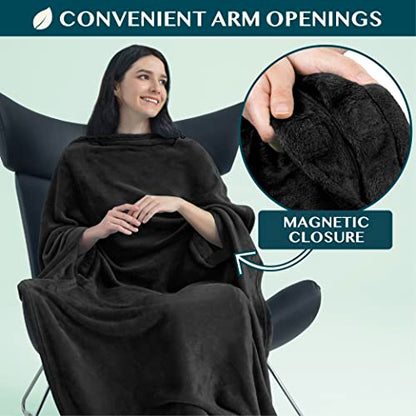 PAVILIA Compact 2-in-1 Travel Blanket Pillow for Airplane Flight, Black - color: Black
