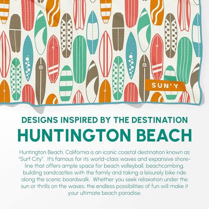 SUN'Y Waffle Microfiber Beach Towel, Sand Free, Quick Dry - Huntington - color: Huntington