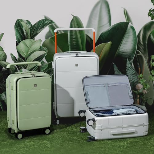 Hanke Top Opening 24 Inch Checked Luggage, Aluminum Frame Medium Suitcase - color: Bamboo Green, size: 24 Inch