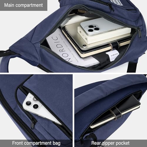 Hanke Crossbody Sling Bag, Chest Bag with 11" Tablet Pocket - color: Navy Blue