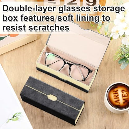 Flutesan 2 in 1 Daily Contact Lens and Glasses Organizer Case, Black - color: black