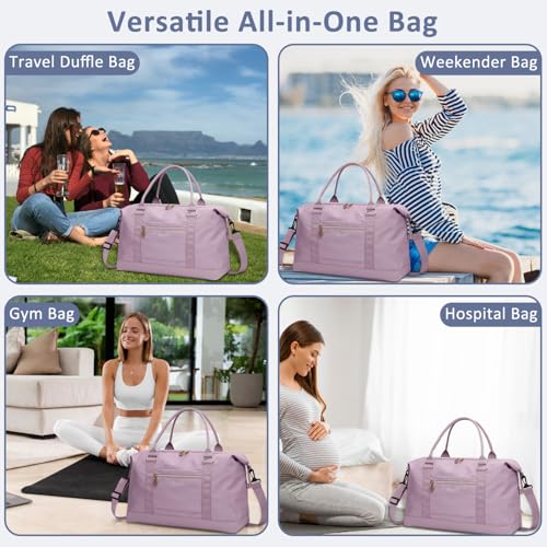 ELONGRIVER Women Travel Duffle Bags, Weekender Overnight Bag, Hospital Bag - color: Purple, size: Large