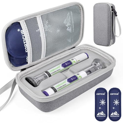 Insulated Cooler Travel Case for 2 Zepbound & Mounjaro Pens, Grey - color: Grey, size: Fits 2 Pen