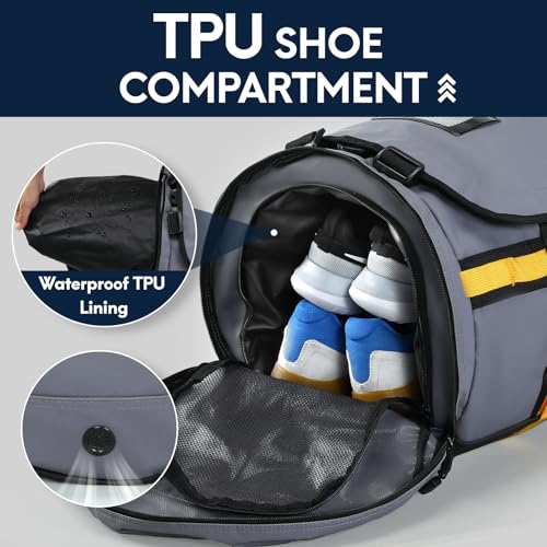 Haimont Heavy Duty Convertible Travel Duffel Backpack, Grey, 60L - color: Grey, size: 60L