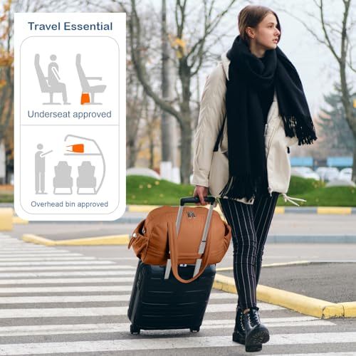TOPDesign Travel Duffel Bag, Puffy Carry On Overnight, Gym Bag w/Wet Pocket - color: Brown