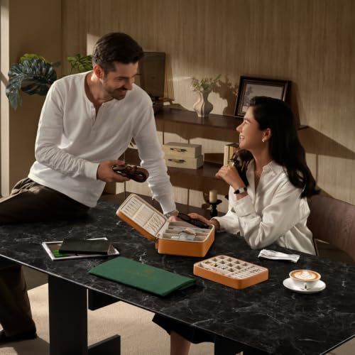 Luxury Travel Jewelry Organizer for Men & Women, Large Customizable Case - color: Brown