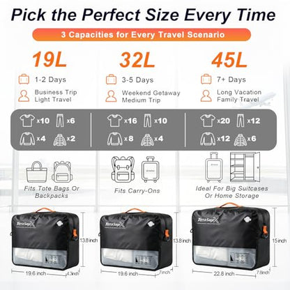 Travel Vacuum Bags with Pump, Space Saver Compression Storage Bags for Luggage & Suitcase, Clear Viewing Window, Reusable Vacuum Seal Bags for Clothes, Bedding & Travel (45L, 1 Pack) - size: 45L