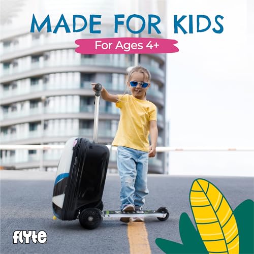 FLYTE Scooter Suitcase Folding Kids Luggage – Penni the Panda, 18 Inch Hardshell, Ride On with Wheels, 2-in-1, 25 Litre Capacity - color: Penni The Panda