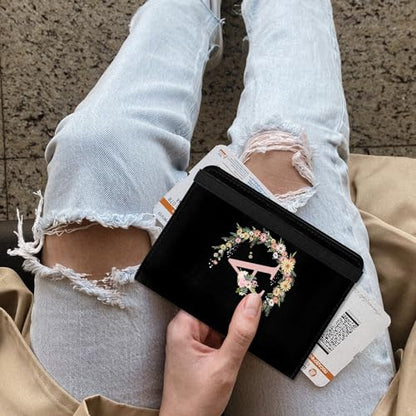 Cute Passport Holder and Holder Combo Passport Cover with RFID Blocking Women Men Compatible Wallet Credit Card Protector（Initial Monogram-A） - color: Black-A