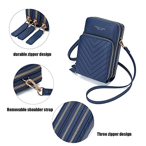 myfriday Small Cell Phone Crossbody Bag, Multi-pocket & 6 Card Slots - color: C-blue