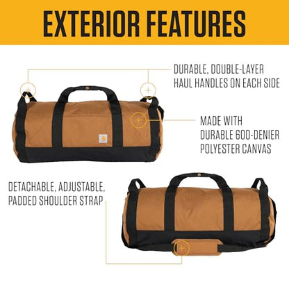 Carhartt Classic Round Duffel with Utility Pouch, Heavy-Duty, Water-Resistant Packable Gear Bag for Jobsite, Gym, and Travel - color: Industry Red, style: 40l