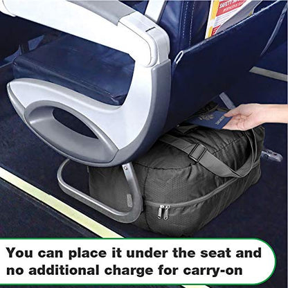 WANDF Foldable Personal Item Travel Bag, Carry on Duffle Bag - color: A-Grey 40L