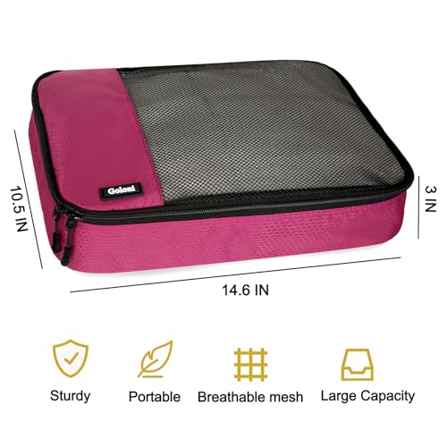 Packing Cubes for Travel,4 Set Packing Cubes for Suitcases,Lightweight Mesh Luggage Organizer Bag with Double Zipper,Pink - color: Pink