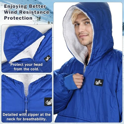 Catalonia Outdoor Windproof Wearable Stadium Blanket, Oversized Waterproof Wearable Blanket Poncho