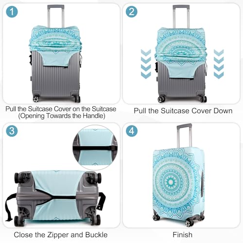 Pink Dino Luggage Cover, Thick Washable Suitcase Protector, 18-32 Inch - color: Teal, size: L(24-26 inch Suitcase)