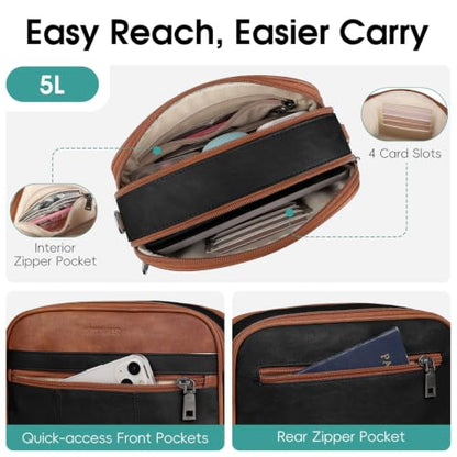 HomemeDiary Anti Theft Crossbody Bag for Women, RFID Leather Shoulder Purse - color: Black & Mocha Brown