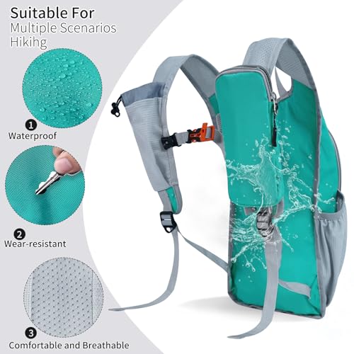Small Hiking Backpack Packable Lightweight for Women Men - color: Lake Green, size: 10L