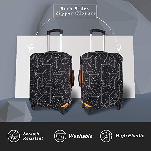 Explore Land Luggage Cover Fits 31-32 inch Case (Black Polygonal, XL) - color: Black Polygonal, size: XL