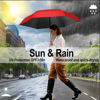 Mini Travel Umbrella, UPF 50+ Compact Fits in Purse - color: Red