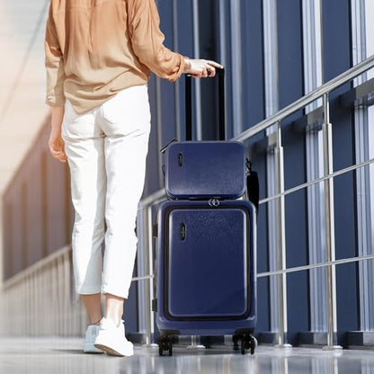 TRAVELARIM 20 Inch Carry On Luggage 22x14x9 Airline Approved Suitcase - color: Navy, size: Carry-on 20 Inch