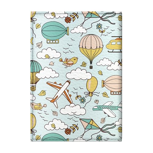 Passport Cover for Kids, Women and Men, Cute Travel Passport Holder (Dirigible Pattern) - color: 14. Dirigible Pattern