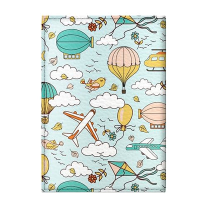 Passport Cover for Kids, Women and Men, Cute Travel Passport Holder (Dirigible Pattern) - color: 14. Dirigible Pattern