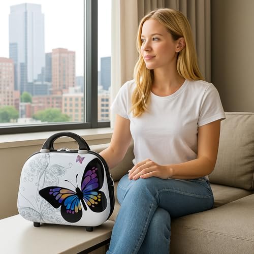 World Traveler Butterfly 13-Inch Polycarbonate Hardside Cosmetic Case Shoulder Tote - size: 13-inch