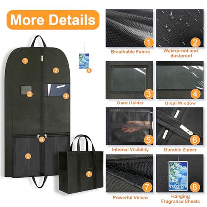 Travel Garment Suit Bag 43" for Hanging Clothes Storage for Men Suits Shirt - size: 43" 1PK