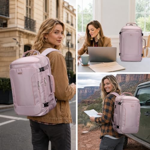 PIJUSHI Travel Backpack 35L Carry On Backpack for Airplanes Fits 16" Laptop - color: Ashen Purple