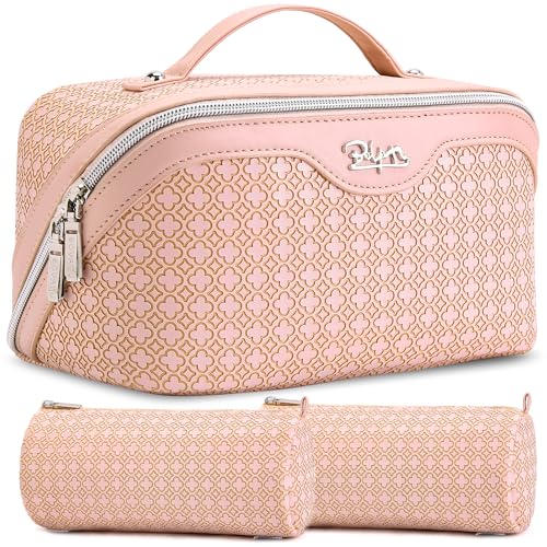 BOYATU Travel Makeup Bag for Women: Four Leaf Clover 3 Pcs Set Cosmetic Bag - color: M-03Pink