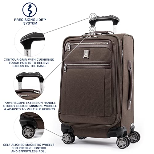 Travelpro Platinum Elite Carry-On Luggage Spinner, Espresso, 21-Inch - color: Rich Espresso Brown, size: Carry-On 21-Inch