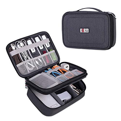 BUBM 이중 레이어 여행 전자제품 정리함 케이스, 전자 액세서리 가방 - size: Medium- For 7.9" iPad Mini