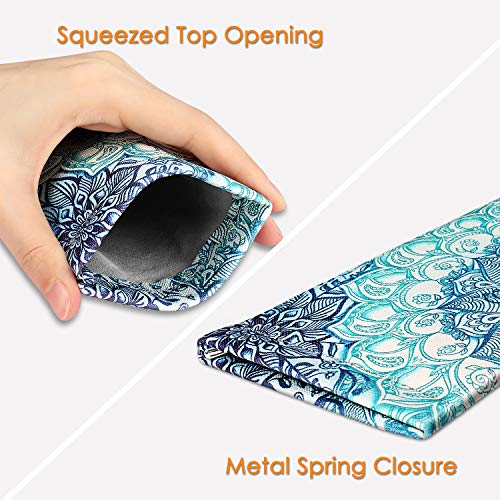 FINTIE Soft Eyeglasses Case with Cleaning Cloth, Squeeze Top Glasses Pouch - color: Emerald Illusions