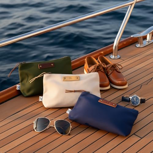 Northwind Personalized Premium Canvas Cosmetic Pouch | Made in USA Custom Monogrammed Travel Organizer and EDC Makeup Bag, Premium Minimalist Gift - style: Canvas