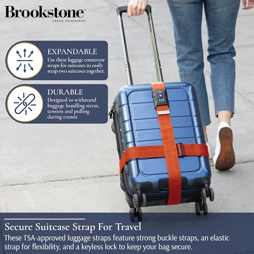 Brookstone Luggage Strap 2-in-1 TSA-Approved Expandable Strap - color: Orange, size: One Size