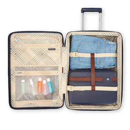 Virtuosa Hardside 21 Inch Carry On Luggage - Airline Approved with 360° Spinner Wheels, RightHeight™ Adjustable Handle - Zippered WetPak™ - TSA Lock - Expandable Light Polycarbonate Shell - Navy - color: Navy