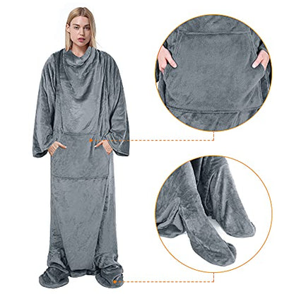 Catalonia Classic Wearable TV Blanket, Super Soft Warm Cozy Body Blanket, Reversible Lightweight Fuzzy Lounging Blanket