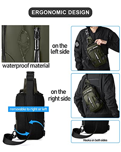 SEAFEW Small Sling Crossbody Backpack Shoulder Bag for Men Green - color: Green-small