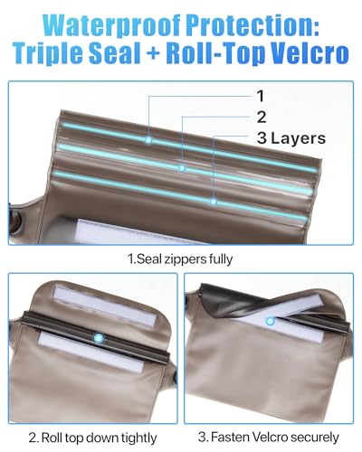 F-color Waterproof Fanny Pack - Waterproof Pouch, Beach Cruise Essentials - color: 1 Pack,Brown