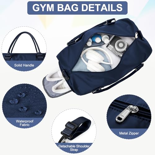 Gym Bag Womens with Shoes Compartment Travel Duffel Bag Dark Blue - color: B4-Dark Blue+Toiletry Bag