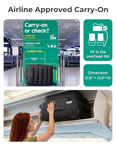 BAGSMART 20 Inch Soft Carry On Suitcase with Wheels, Black - color: Black, size: 20-inch