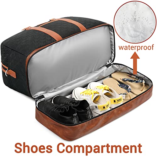 IBFUN Weekender Bags for Women, 3PCS Travel Set with Shoe Compartment 21.6 - color: A03-brown+black