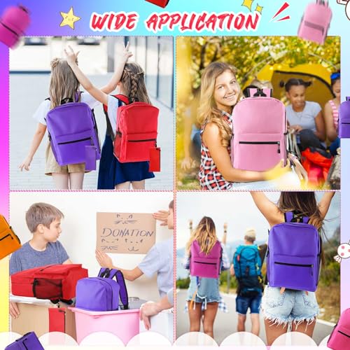 Silkfly 12 Pcs School Backpacks with 12 Pencil Pouch - color: Fresh Color (Red, Pink, Purple)