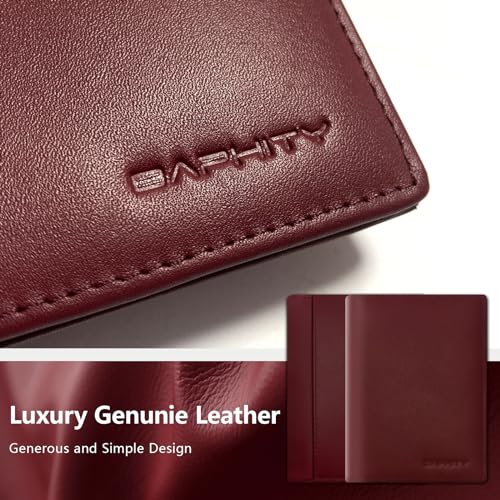 BAPHITY Womens Leather RFID Multi-Slot Travel Slim Passport Cover, Wine Red - color: Wine Red, style: Rfid Protected